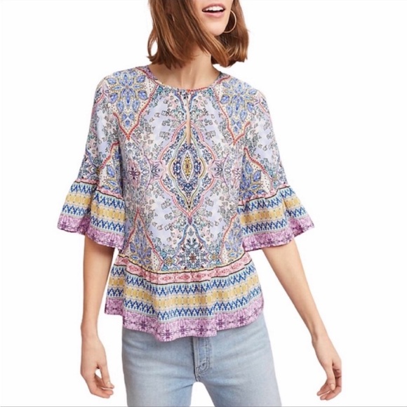 Anthropologie Tops - Anthropologie boho La Rue silk blouse by Kachel
